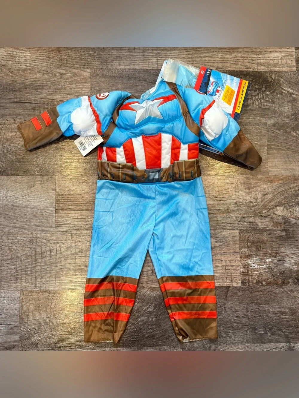 NWT Marvel Captain America Padded Muscle Toddler Halloween Costume 2T Superhero
